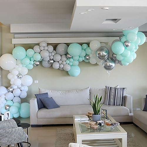 Image of Voircoloria 110pcs Mint Green Balloons 12inch Pastel Green Latex Party Balloons for Baby Shower,Graduation, Wedding, Birthday, New Year, Anniversary Party Decorations