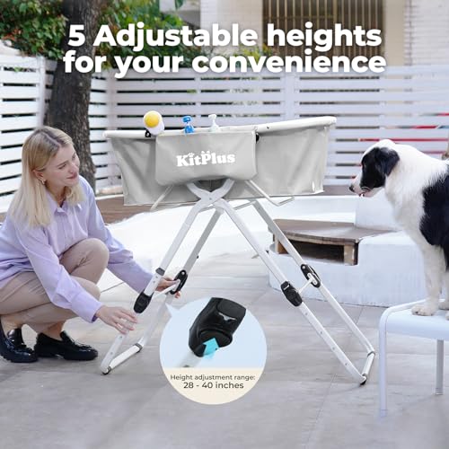 KITPLUS Elevated Dog Bath Tub, 5 Height Adjustable (28-40 in), Foldable and Portable Dog Bathing Station, Pet Wash Station for Small to Large Size Pets - Image 4