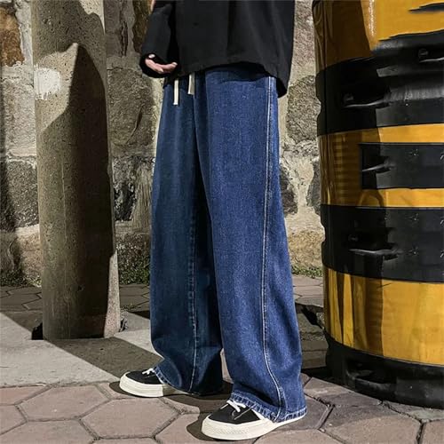 Men's Casual High Waist Straight Jeans Loose Wide Leg Jeans with Pockets with Pockets 5