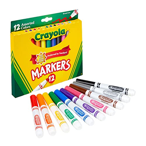 Crayola® Broad Line Markers, Assorted Classic And Bright Colors, Box Of 12