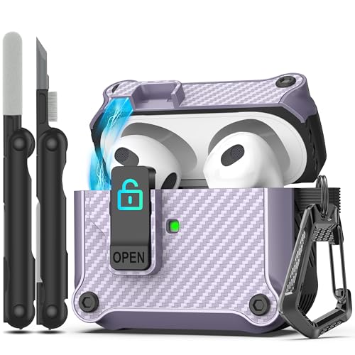Image of RFUNGUANGO AirPods 3 Case with Lock Magnetic Lid, Purple