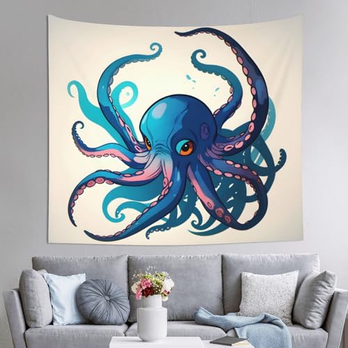 Tapiz grande de pulpo azul para transformar tu dormitorio con un estilo místico y moderno