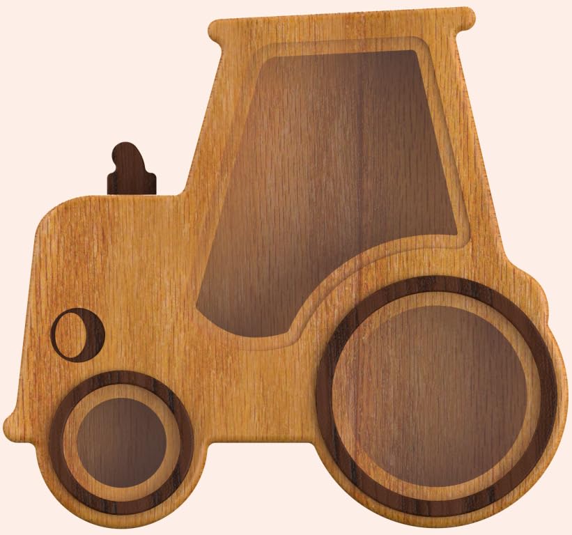 wooshwa Hucha de tractor para niños, hucha de madera para niños y niñas, caja de dinero irrompible para billetes y monedas, regalo personalizado para cumpleaños y decoración de niños