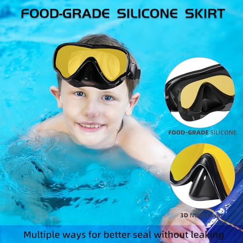 Seago Kids Swim Swimming Goggles for Kids 8-14 6-14 8-12 4-7, Swimming Goggles for Girls Boys Anti-Fog 180° Clear Vision No Leak Kids Youth Underwater Pool Water Mirror Lens Goggles with Nose Cover — view 4