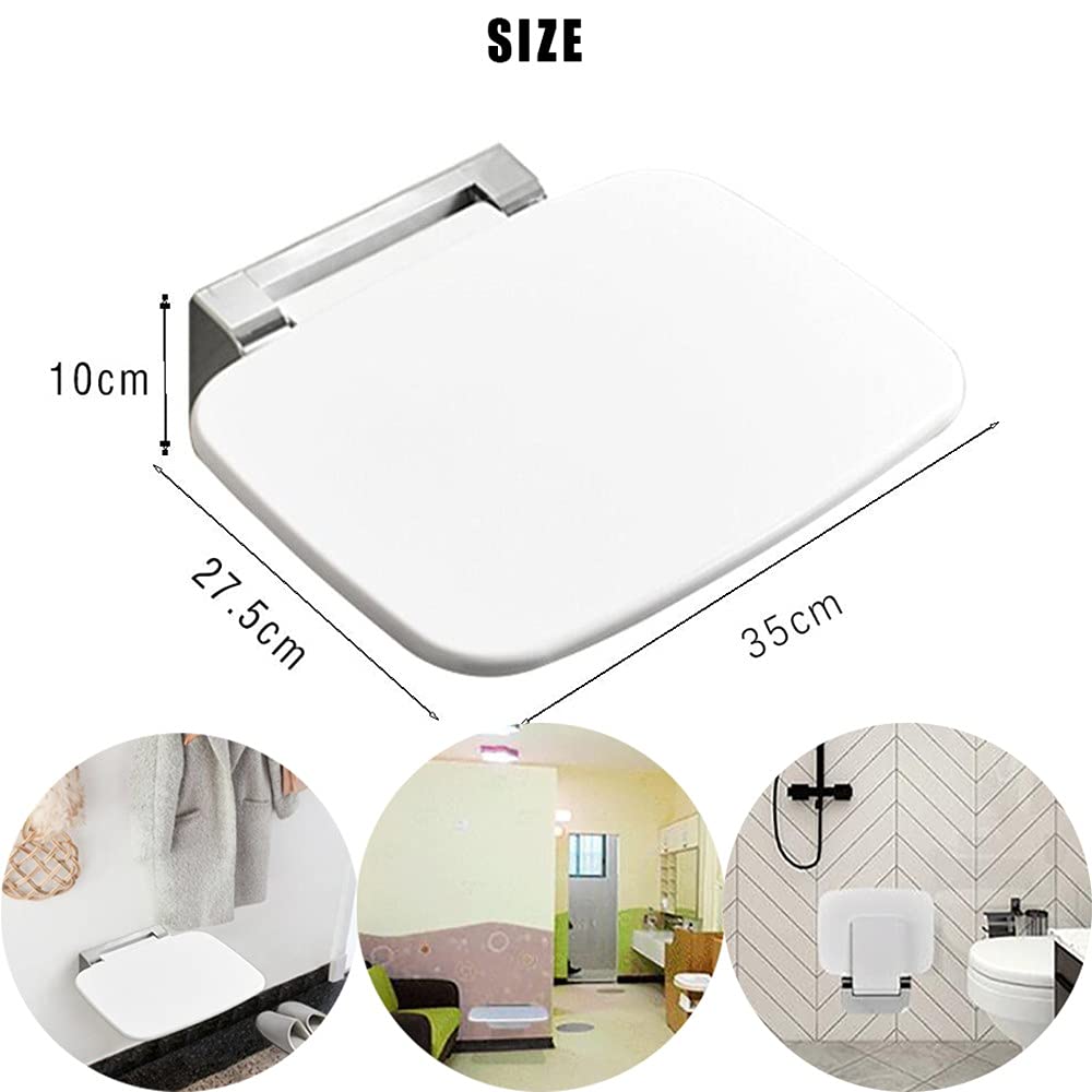 Asiento Abatible para Ducha Cómodo Asistente De Baño,montado En La Pared Anciana Mujer Embarazada Silla Plegable Montada En La Pared Carga Máxima 200 Kg, 35 * 27,5 Cm