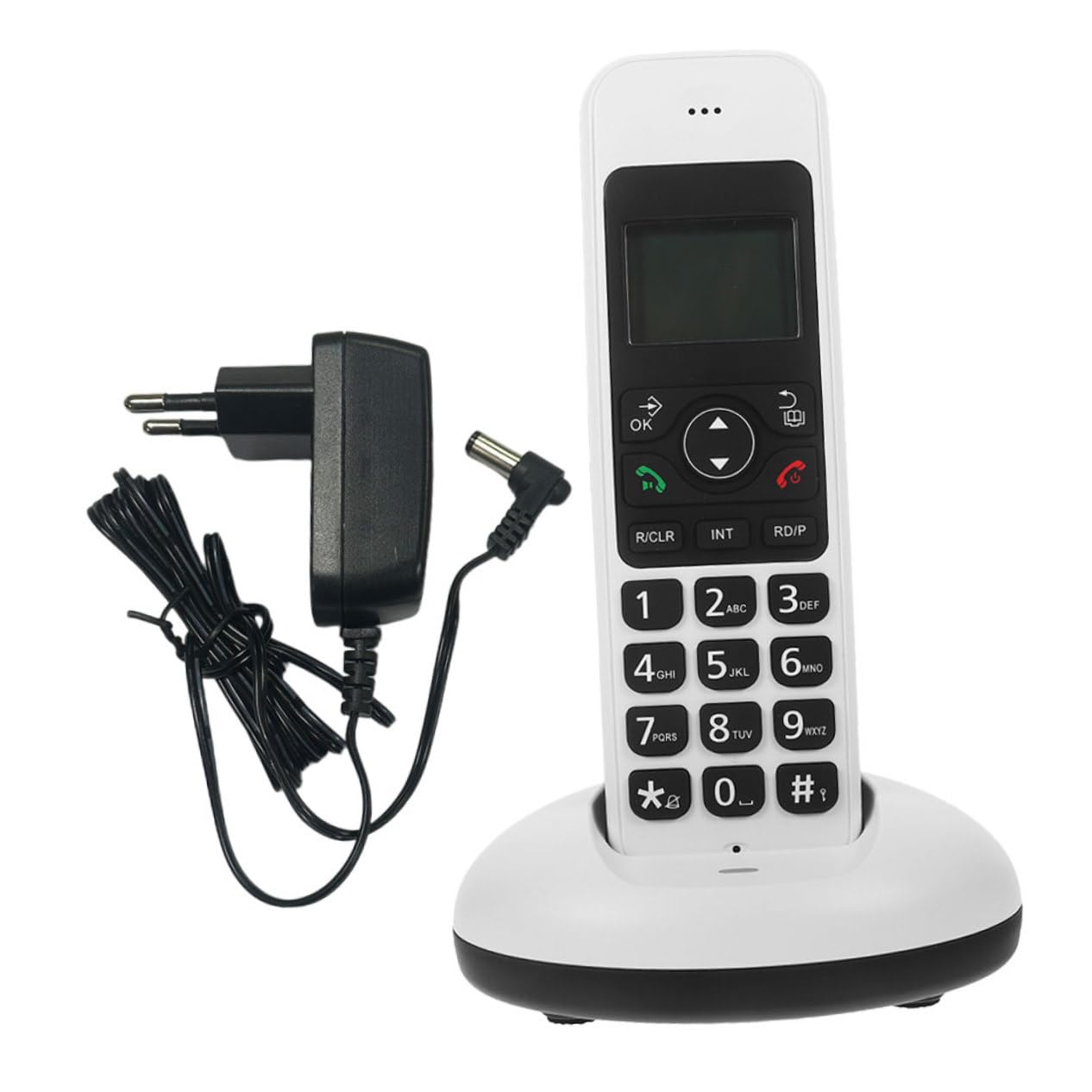 Telefono Cordless da Casa a Grandi Tasti Bianco Display LCD | Funzione Espandibile, per Uso Domestico e Ufficio, Accessoriato Batteria Aaa