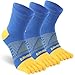 Sunew Toe Socks Men, Unisex Toe Ankle Five Finger Crew Athletic Quarter Soft Comfortable Breathable Running Yoga Socks Blue+Yellow 3 Pairs Large