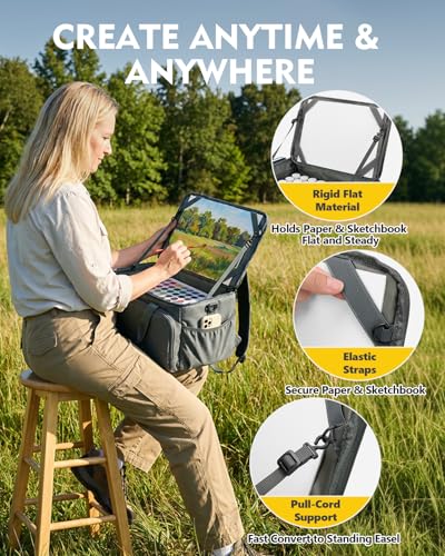 Image of Magicfly Art Bag, Large Paint Organizer Bag for Acrylic Oil Watercolor Tubes, Waterproof Art Bags for Supplies for Outdoor /Travel /Class /Home, Easy-to-Carry Travel Art Bag for Artists & Art Students