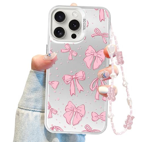 Just Coquette Bow - Funda para iPhone 15 Pro Max, diseño de lazo rosa, diseño de lazo rosa