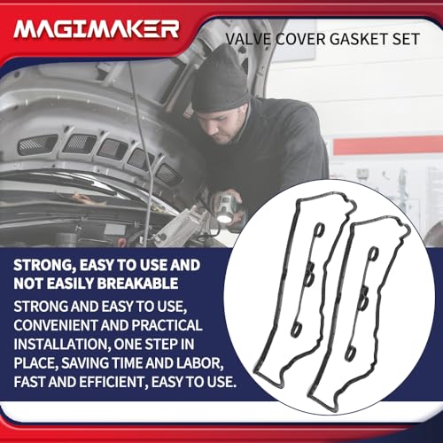 Image of Valve Cover Gasket Set Compatible with Infiniti G37 Q40 Q50 Q60 QX50 QX70 M37 FX37 2008-2019, Nissan 370Z 2009-2020 Replace 13270-EY01A 13270-EY01B 13271-EY00A, Black