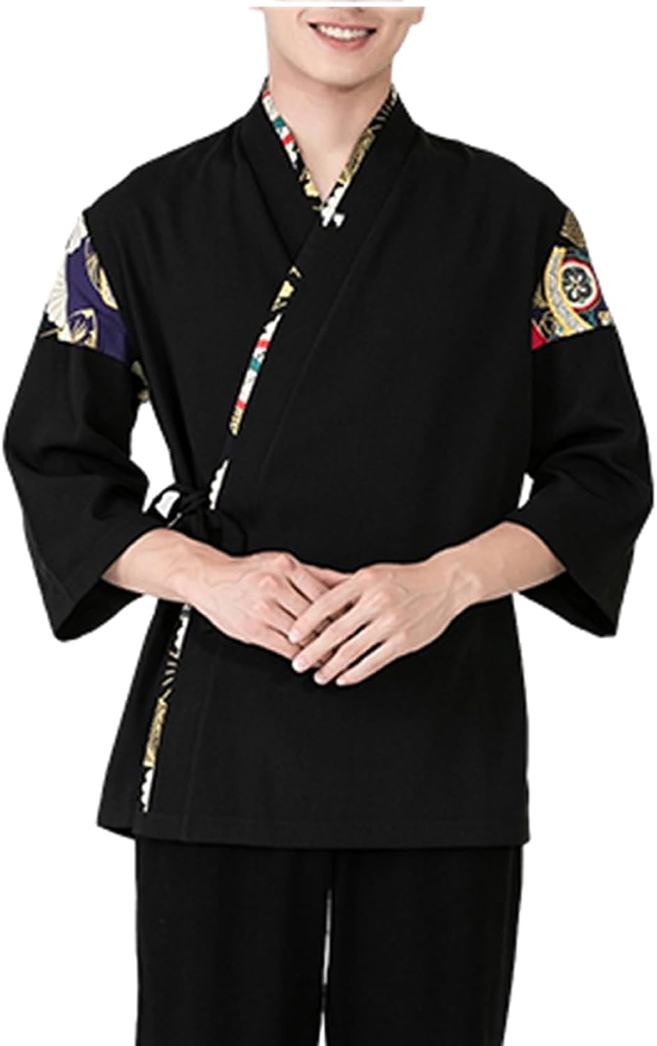FAXIOAWA Uniformi alla Moda Giacca da Cuoco Camicia da Cuoco Cucina Giapponese Uniforme da Chef Ristorante Cucina dell'hotel Cucina Giapponese Giacca da Cuoco (Colore : Nero, Dimensioni : XXL)