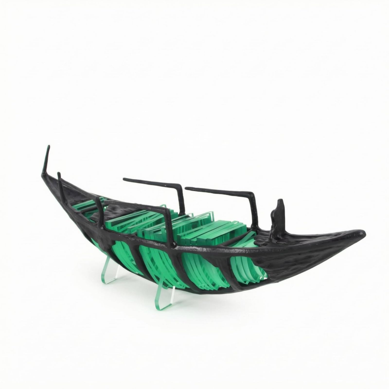 Dekoratives Schiff Skulptur Boot Figur Schiff Dekor Ausstellungsstück Metall Acryl mit Langem Schmalem Und Leichter Silhouette für Empfangsbereich Modellraum Wohnzimmer