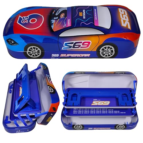 ZAFCO Metal Pen Pencil Box for Boys Girls Kids Car Design Stationary Organizer Multiple Compartment School Supplies Birthday Return Gifts (Pack of 1) (Blue) (B0CLJYTGF3) Amazon Price History, Amazon Price Tracker