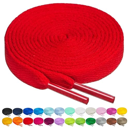 Birch Shoelaces in 27 Colors Flat 5/16' Shoe Laces in 4 Different Lengths (45.5' (115cm), Red)