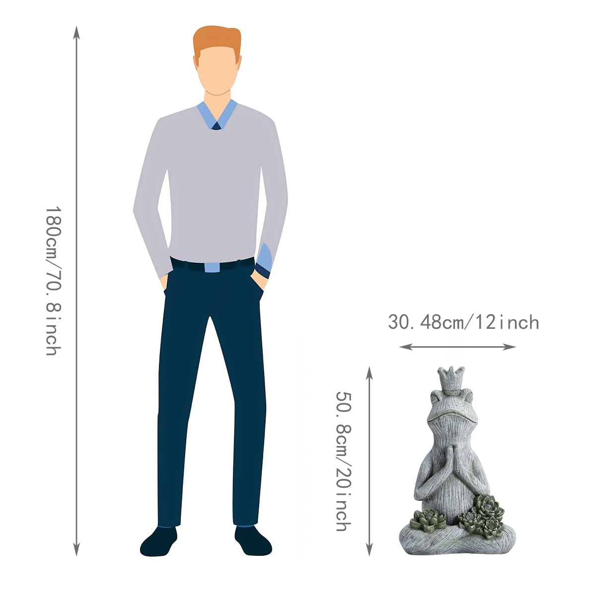 Statua da giardino a forma di rana per yoga, luci solari sostenibili ed ecologiche, con LED sostenibilità, scultura per cortile, balcone, decorazione per la casa (50,8 cm di altezza)