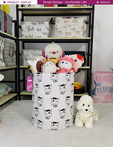 Inghua Laundry Hamper Large Canvas Fabric Lightweight Storage Basket/Toy Organizer/Dirty Clothes Collapsible Waterproof For College Dorms, Boys And Girls Bedroom,Bathroom(Cute Cows ) #TOP2