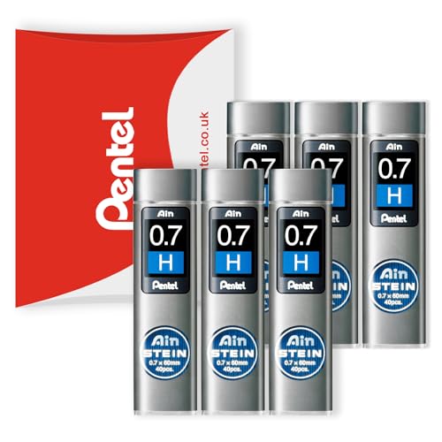 Pentel Ain Stein Mechanical Refill Leads - for Automatic/Mechanical Pencils - in Pentel Pillow Packaging (0.7mm H, Pack of 6)
