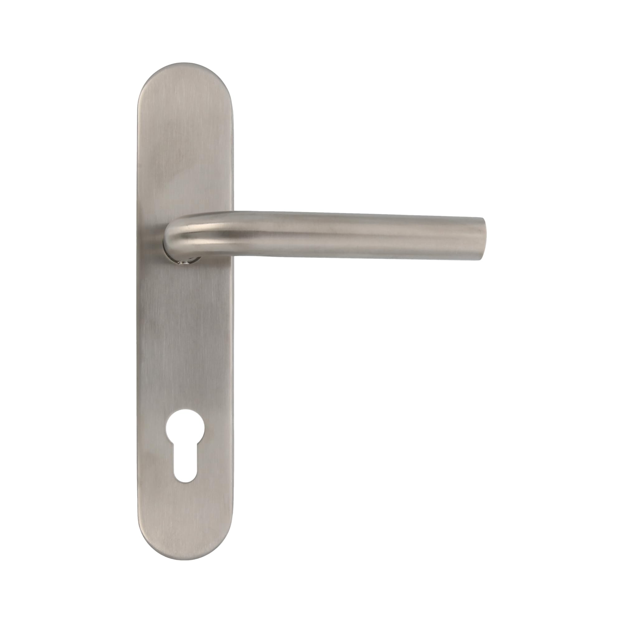 Amig - Juego de Manillas con Placa para puerta - Maneta con Bocallave - Mod. 4PXB - Acero inoxidable 18/8-230 x 45 mm - Cuadradillo de 8 mm - Plateado mate