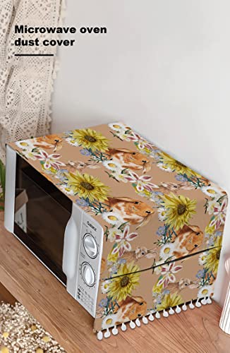 Easter Microwave Oven Dustproof Cover, Refrigerator Washing Machine Protective Cover Microwave Dustproof Cloth Cover 21"X51" - Cute Hare Rabbit And Sunflowers Chrysanthemum Vintage #TOP3