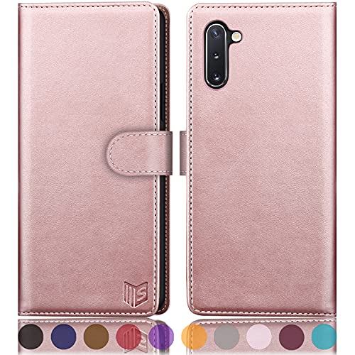 Étui portefeuille pour Samsung Galaxy Note 10 SUANPOT anti-rayure couleur Or rose
