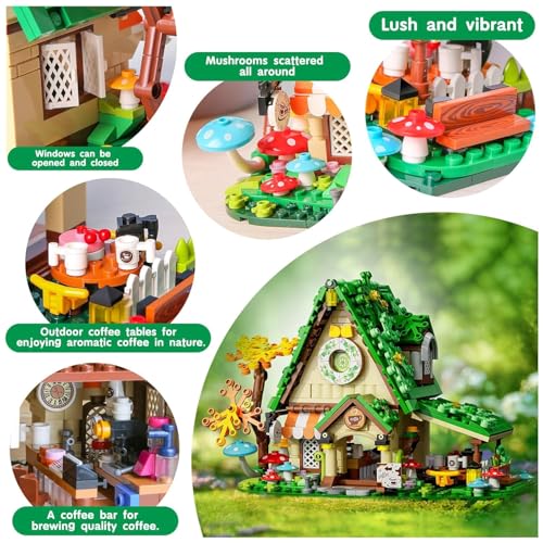 Image of SKY LINE OCEAN Forest Cafe House Toy Building Set 608+ Pcs with LED Lights for Girls, Dream Forest Theme House Friends Building Blocks Playset, Gift for Kids & Adults | 5 Year Structural Warranty