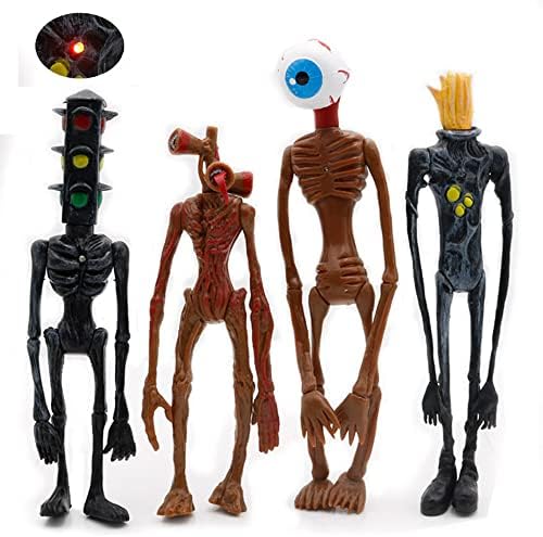 Dr.STONE Siren Head Toys Action Figure(4pcs),Model Doll Gift for Kids Halloween Thanksgiving Christmas Birthday Gifts (Brown)