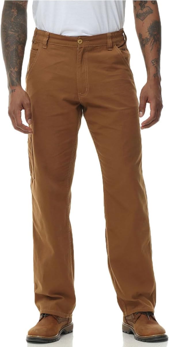 Soojun Men's Elastic Waist Loose Fit Canvas Work Pant