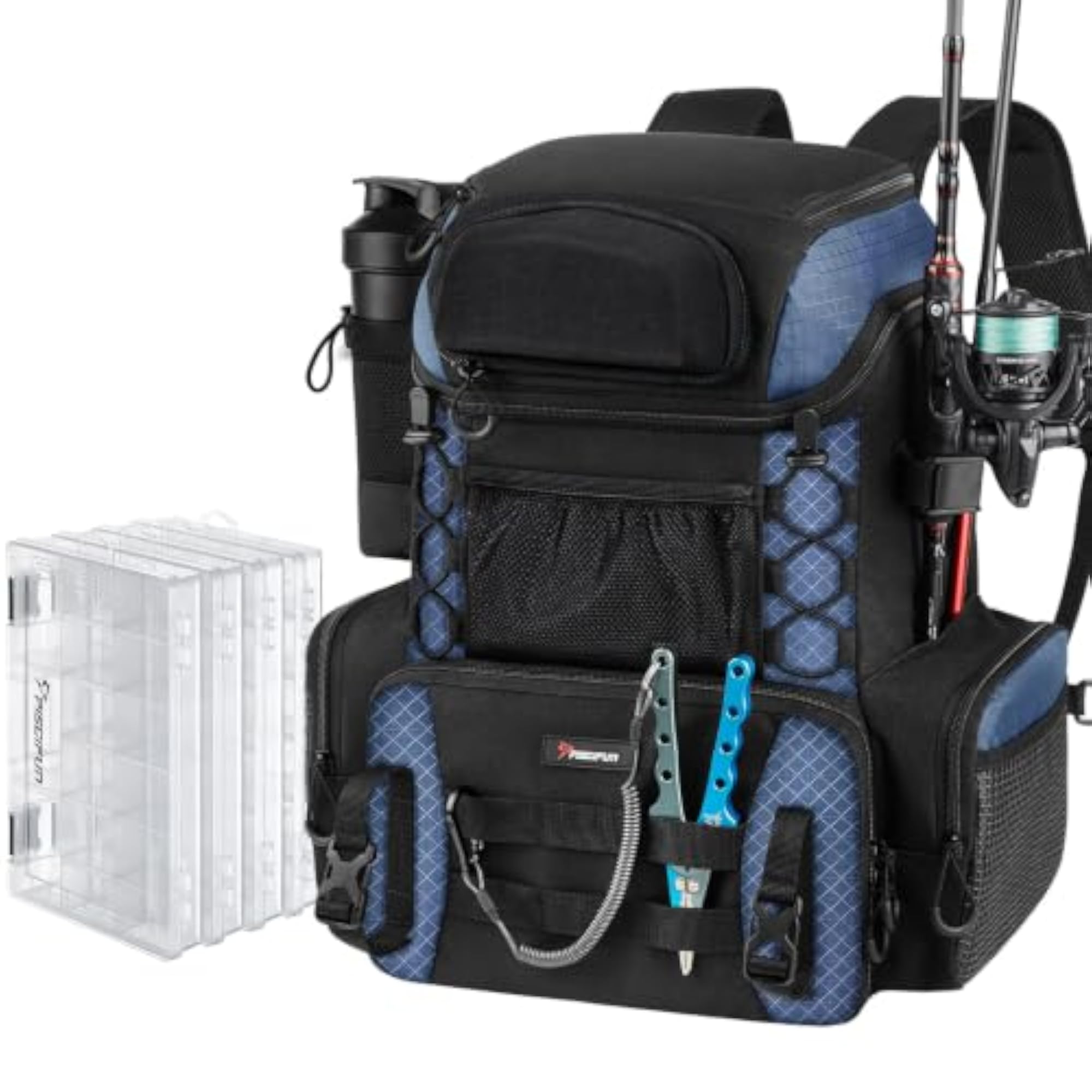 Hatchback Fishing Tackle Backpack with 4 Boxes