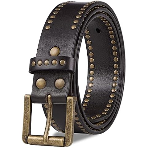 GSG Men's Studded Leather Belt for Jeans Cover