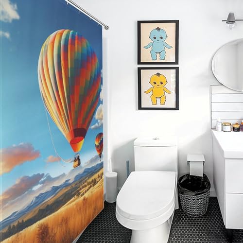 Rideau de douche montgolfière étanche en tissu polyester lavable