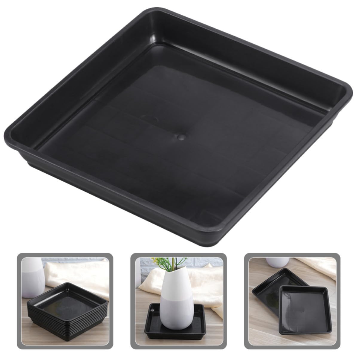 platillos de Maceta de plástico Bandeja para macetas 15 Piezas Negro Cuadrado 18 x 18 cm para Plantas Mantiene Piso y Mesa limpios en jardinería