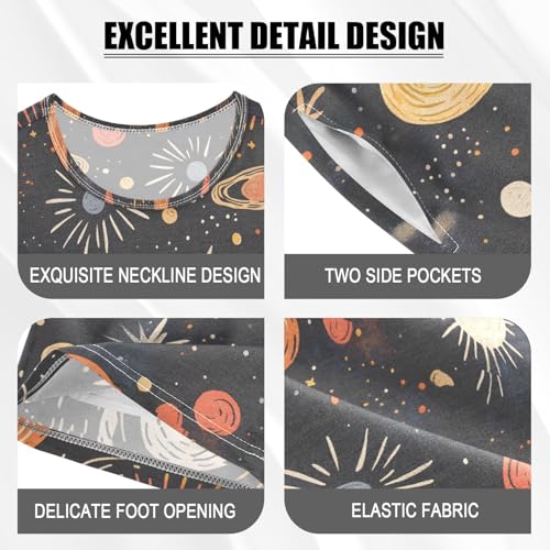 ALAZA Space Planet Solar System Astronomy Pajamas Set Short Sleeve Cotton Sleepwear Summer Pjs 2 Piece 5-14Y4