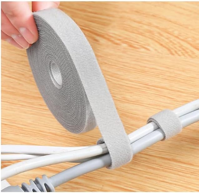 Reusable Cable Tie Roll with Hook & Loop – Adjustable Cord Organizer Tape for Wires, Desk Setup, Home & Office Cable Management (Black)