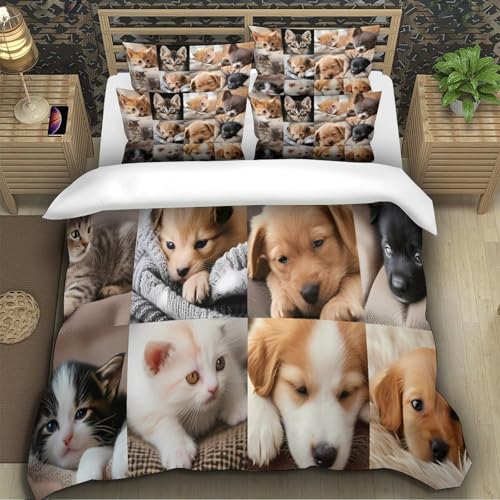 Housse de Couette Chatons Effet 3D Premium et Confortable pour Lit 260x220 cm - 5