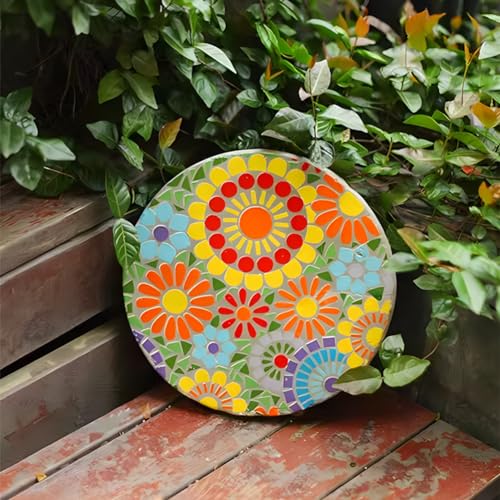 Zfmnoyev Peldaños Redondos para Jardín, Piedra Decorativa De Cerámica En Bruto, Yard Walkway Pedal De Pie, Césped Camino Steps Regalos para La Familia Y Amigos(B-25x25x3cm)