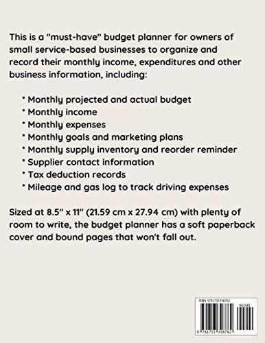 Piano Teacher Business Budget Planner: 8.5" x 11" Piano Instructor One Year (12 Month) Organizer to Record Monthly Business Budgets, Income, ... Info, Tax Deductions and Mileage (118 Pages) image 4