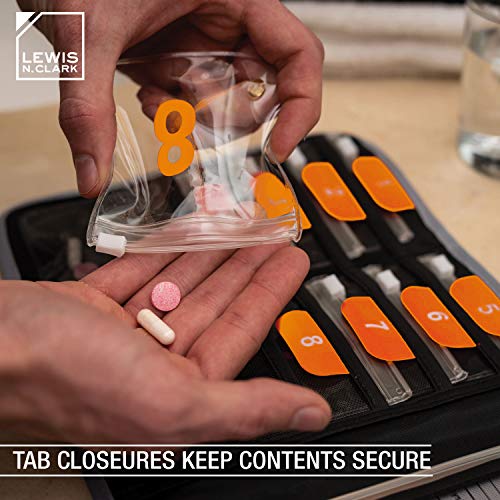 Image of Lewis N. Clark Travel Pill Organizer, Portable Pill Case, Daily Pill Box to Hold Vitamins, Medication, Prescriptions, Or Medicine Storage for Pocket Purse