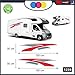 mural stickers Adesivi per Camper per ENTRAMBE Le FIANCATE - - Curve E Linee Fantasia - - Decorativi - cod. 1235 (Rosso-Grigio)