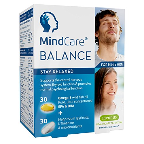 6 Pack - MindCare Balance, Natural Anxiety & Stress Relief Supplement, L-Theanine, Magnesium, Omega-3 & B-Vitamins, 60 Capsules