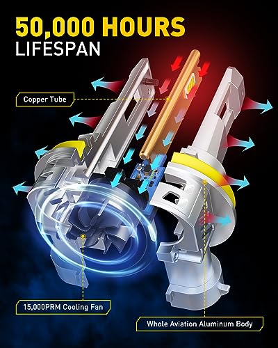 Image of AUXITO H11 LED Bulbs, 60000LM 900% Super Bright, 60000+ Hours Life Service, 6500K Cool White, 1:1 Mini Size Wireless H8 H9 Fog Light Halogen Replacement, Plug & Play, Pack of 2