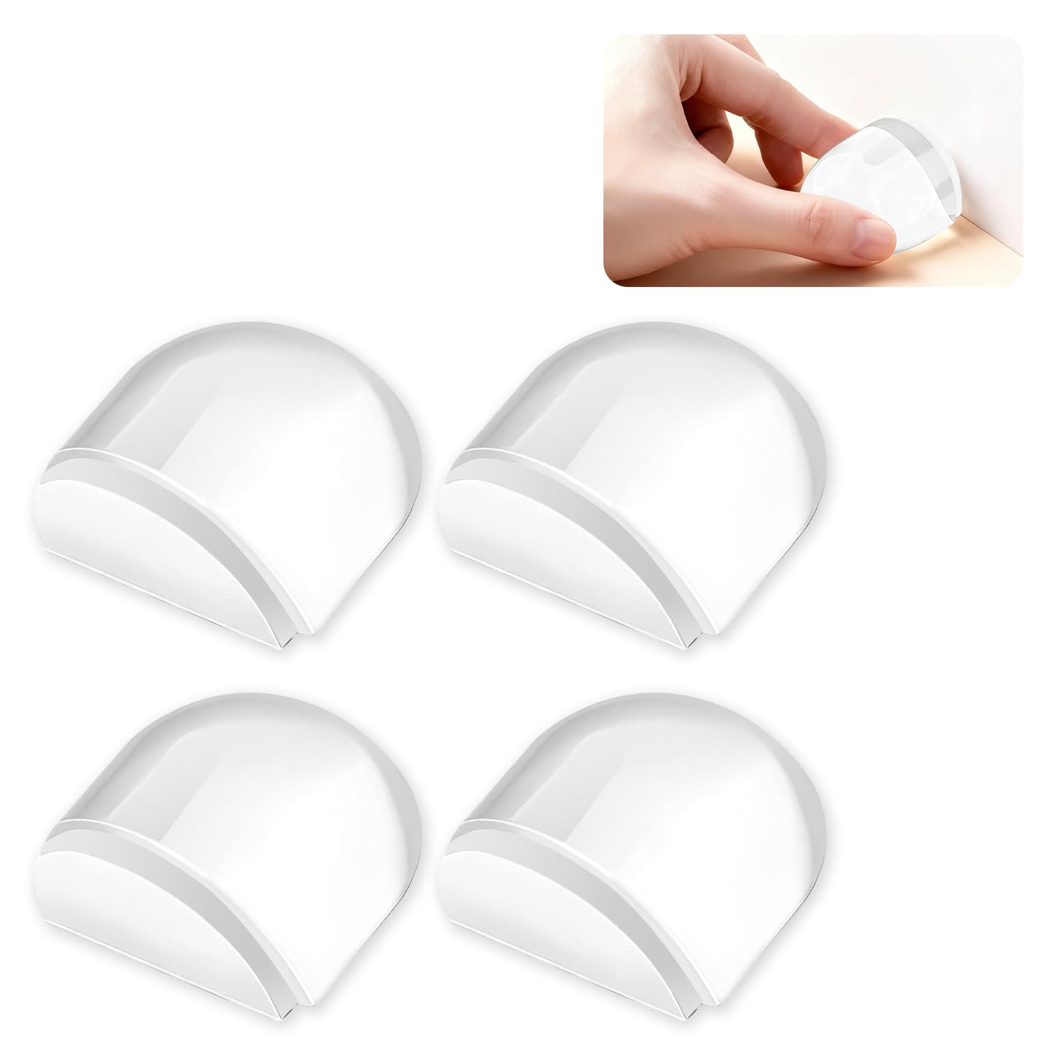 4 Pcs Floor Door Stopper Clear Self-Adhesive Transparent Stick on Door Stop from Damage for Wood Tiles Carpets Surface Home Office (Transparent)