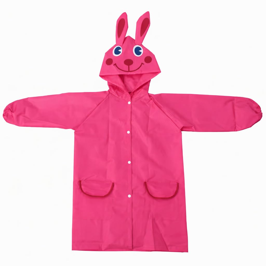Zacharias Girl's Kids PVC Waterproof Long Raincoat fr-02 (Pink) (3-7 Years_Pack of 1) 2