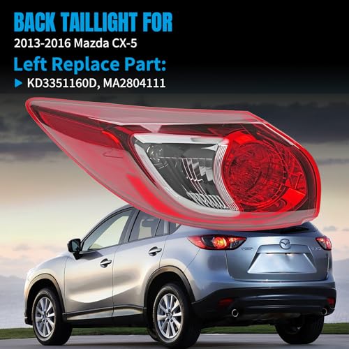 Image of Pair Outer Tail Light Assembly for 2013-2016 Mazda CX-5, Passenger Side Back Taillight Assembly, OE Style Brake Lamp with Bulb and Harness, Direct Replace #MA2805111