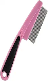 Pente Premium Fino Tira Pelos Remove Pulga Pets (ROSA)