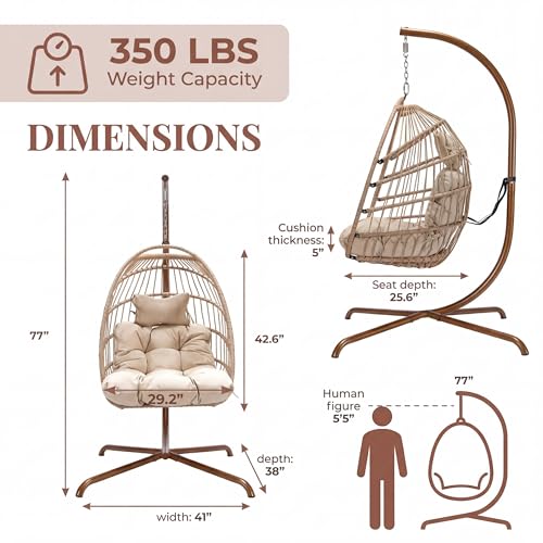 NICESOUL Hanging Egg Chair with Stand