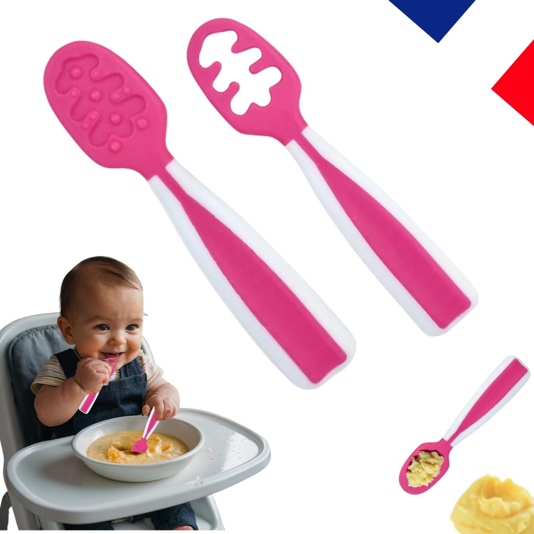 2pcs Cuillere Bébé Souple Cuillère De Formation Avec Fonction Bendable