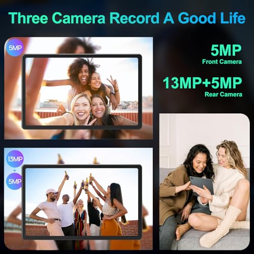 Image of JIMTAB 2K Vivid Tablet, Smooth HD 4K Video 11 inch Android 14 Tablets, 18GB+128GB Octa Core Gaming Tablet, 3 Camera, Large 9000mAh, Hi-Res Stereo 4 Speakers, Split Screen, Face Recognition (Dark Gray)