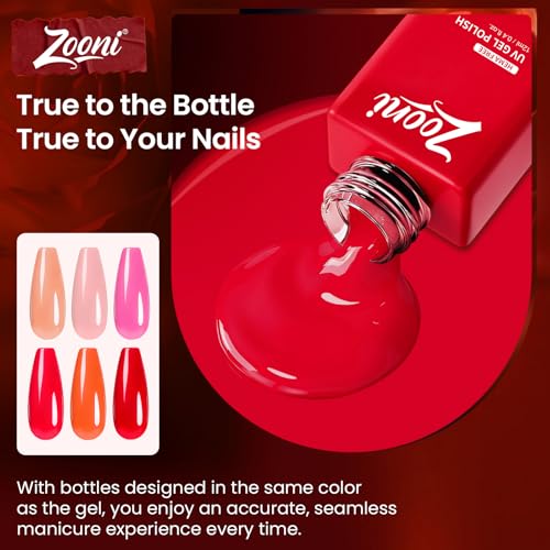 Set de Esmaltes en Gel Zooni 8 Piezas Colores Nude Rosa y Rojo miniatura 3