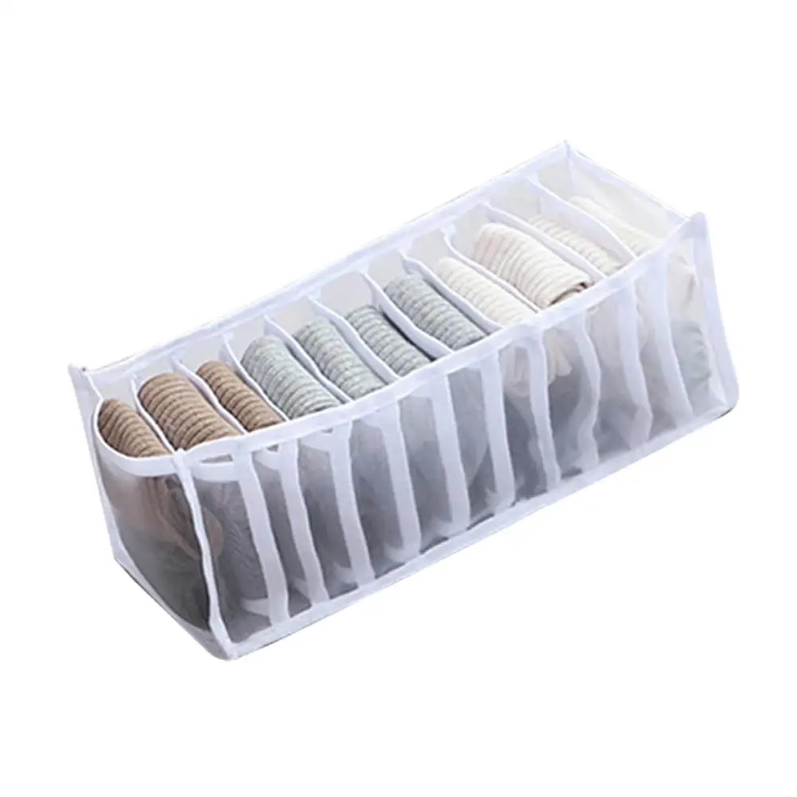 GYTTDERFL Sock Organiser Jeans Storage Box Closet Wardrobe Clothes Compartment Boxes Drawer Socks Separation Organizer Pants(White 11grids)