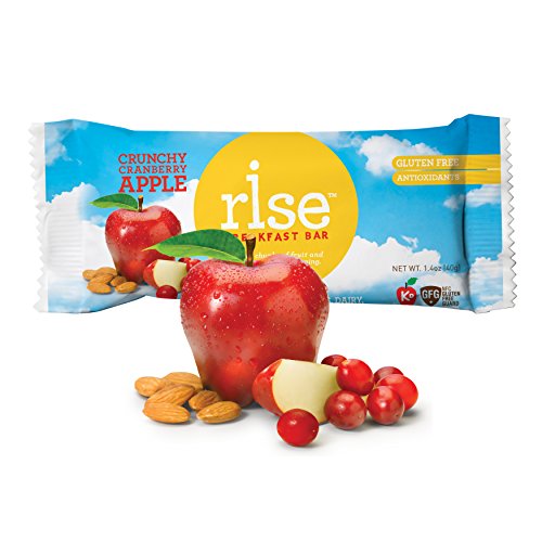 Rise Bar Non-GMO, Gluten Free, Organic Fruit and Nut Real Food Breakfast Snack Bar, No Artificial Sugars/Preservatives, Cranberry Apple with Protein, Fiber & Potassium 1.4oz, (12 Count)